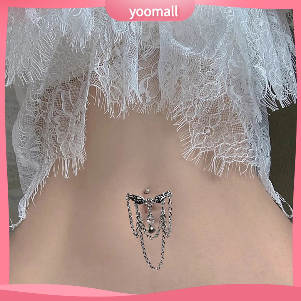 [YM] Khuyên Rốn Hình Trái Tim Lấp Lánh Quyến Rũ Chống Rỉ Sét Chống Dị Ứng Hợp Thời Trang Mặc Hàng Ngày