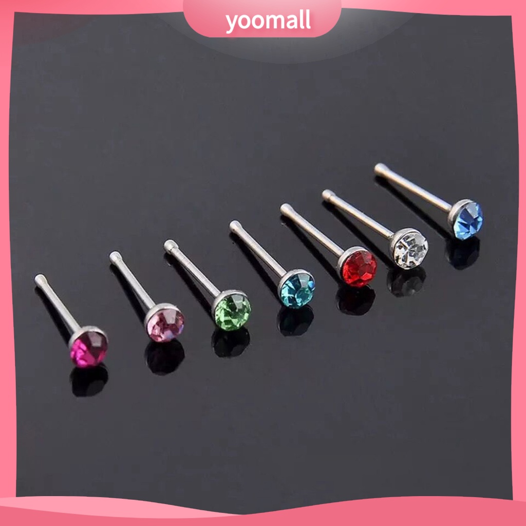 Bộ 60 Khuyên Mũi Bằng Thép Không Gỉ Đính Đá Lấp Lánh Quyến Rũ