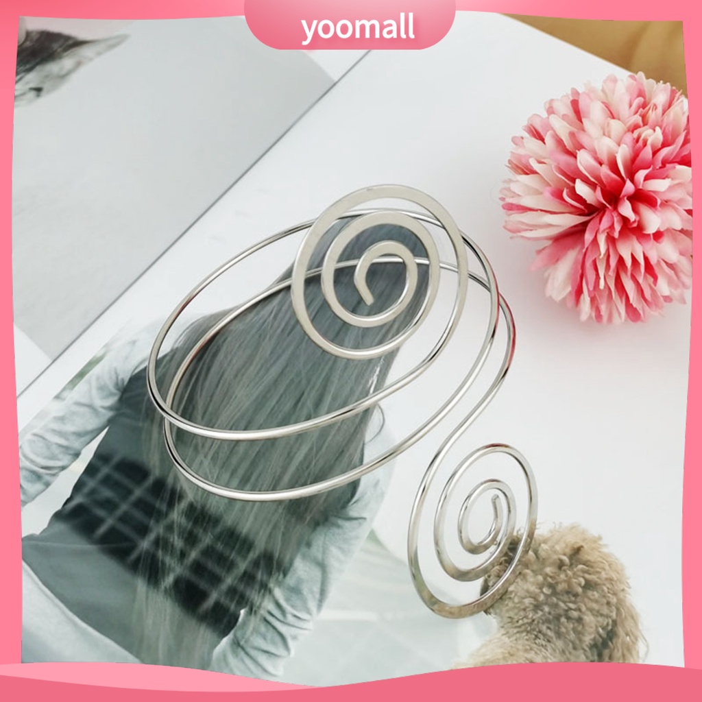 [YM] Vòng Đeo Cánh Tay Nhiều Lớp Họa Tiết Xoắn Ốc Bằng Hợp Kim Trang Sức Thời Trang Punk Có Thể Điều Chỉnh Dành Cho Nữ