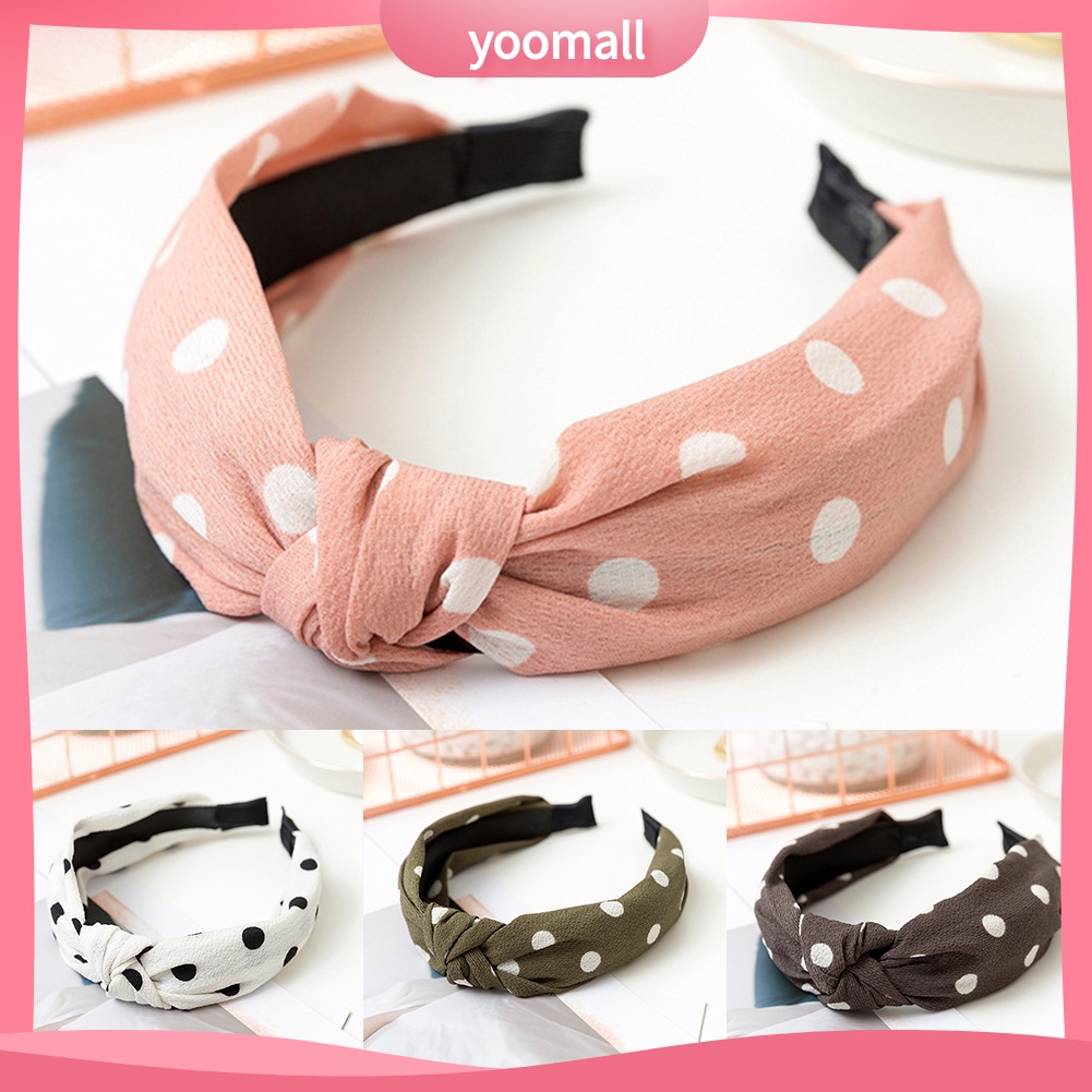 Băng Đô Nơ Cài Tóc Họa Tiết Chấm Bi Thời Trang Cho Nữ