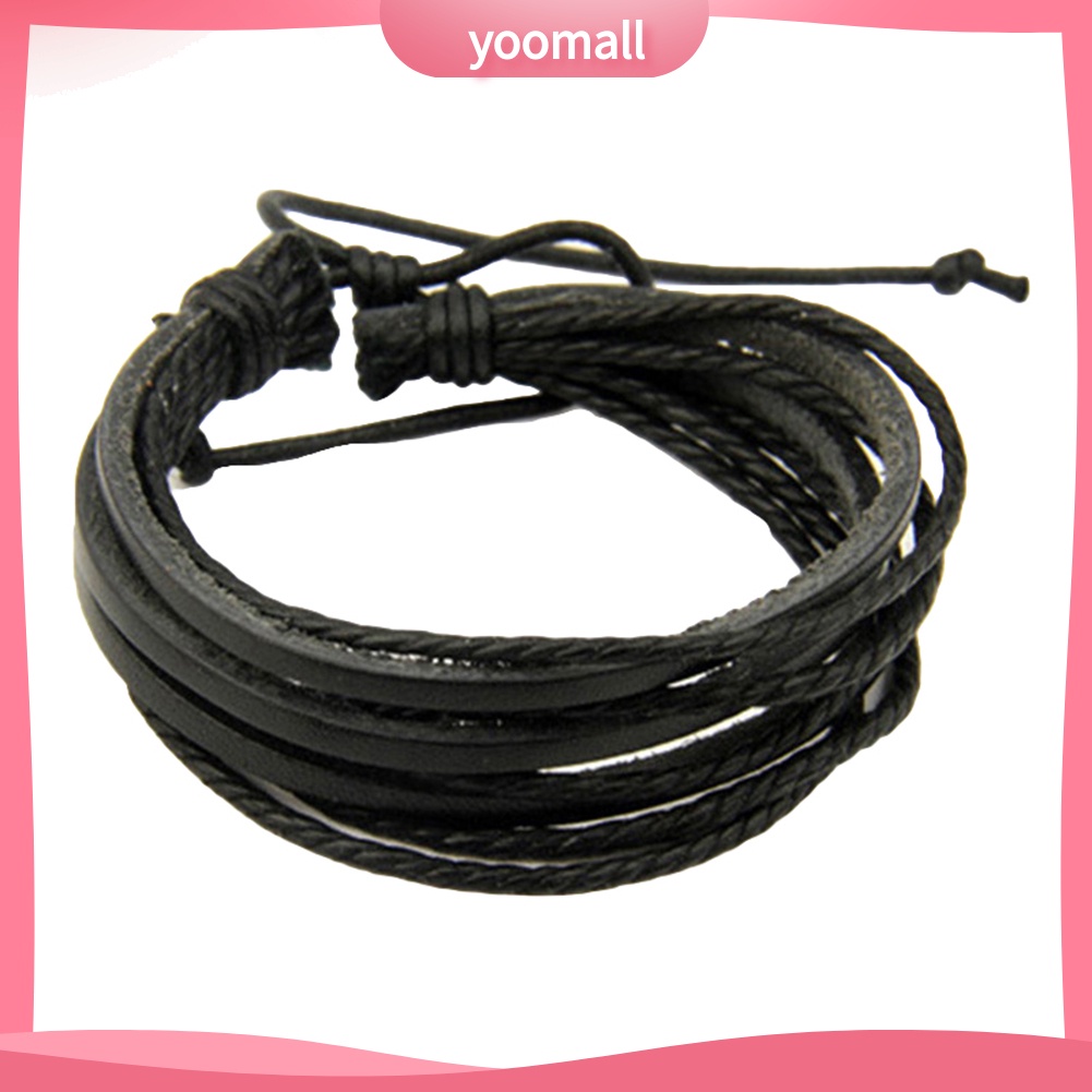 Vòng Tay Dây Bện Giả Da Nhiều Lớp Unisex