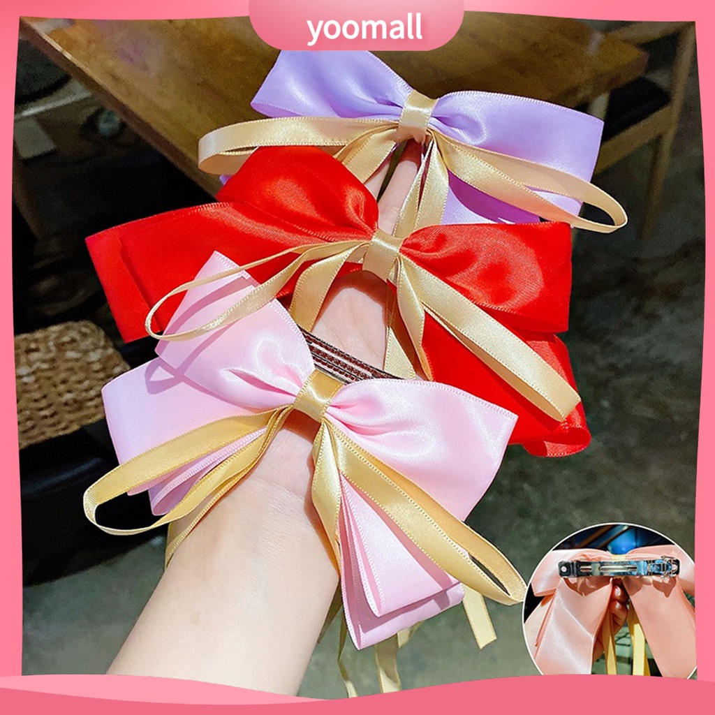 Kẹp Tóc Nơ Ruy Băng Dài Co Giãn Ngọt Ngào Cho Nữ