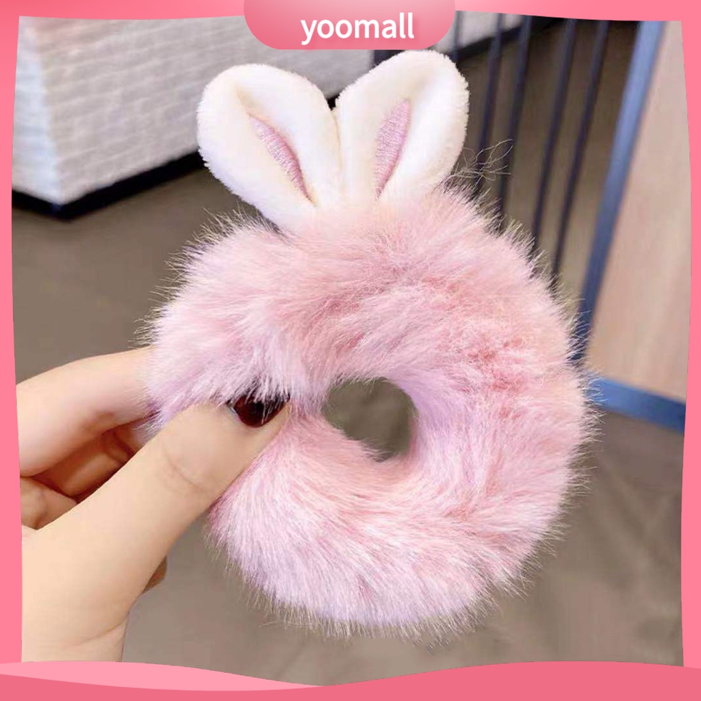 [YM] Dây Buộc Tóc Co Giãn Tốt Đính Tai Thỏ Hoạt Hình Bằng Lông Thỏ Giả Thoải Mái Độ Co Giãn Cao Trang Trí Sức Khỏe Hàng Ngày Cuộc Sống Hàng Ngày