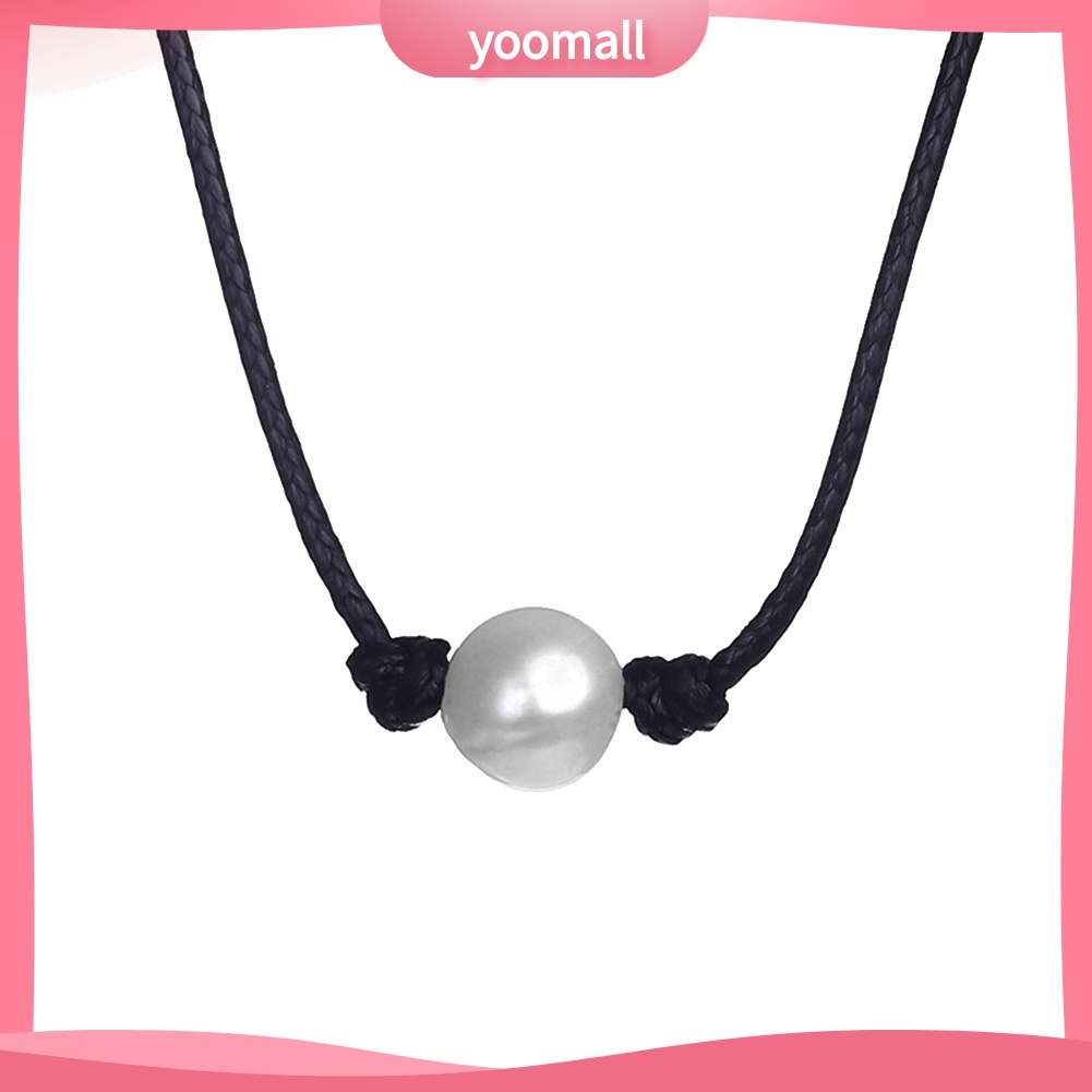Vòng Cổ Choker Dây Da Đính Hạt Ngọc Trai Nhân Tạo Đơn Giản Dành Cho Nữ