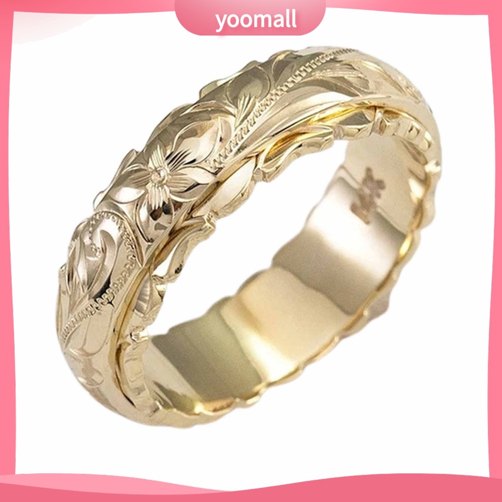 Nhẫn Đính Hôn Bằng Hợp Kim Khắc Hình Hoa Hồng Phong Cách Vintage Dành Cho Nữ