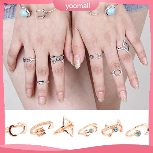 Set 6 Nhẫn Đeo Khớp Ngón Tay Thời Trang Nữ