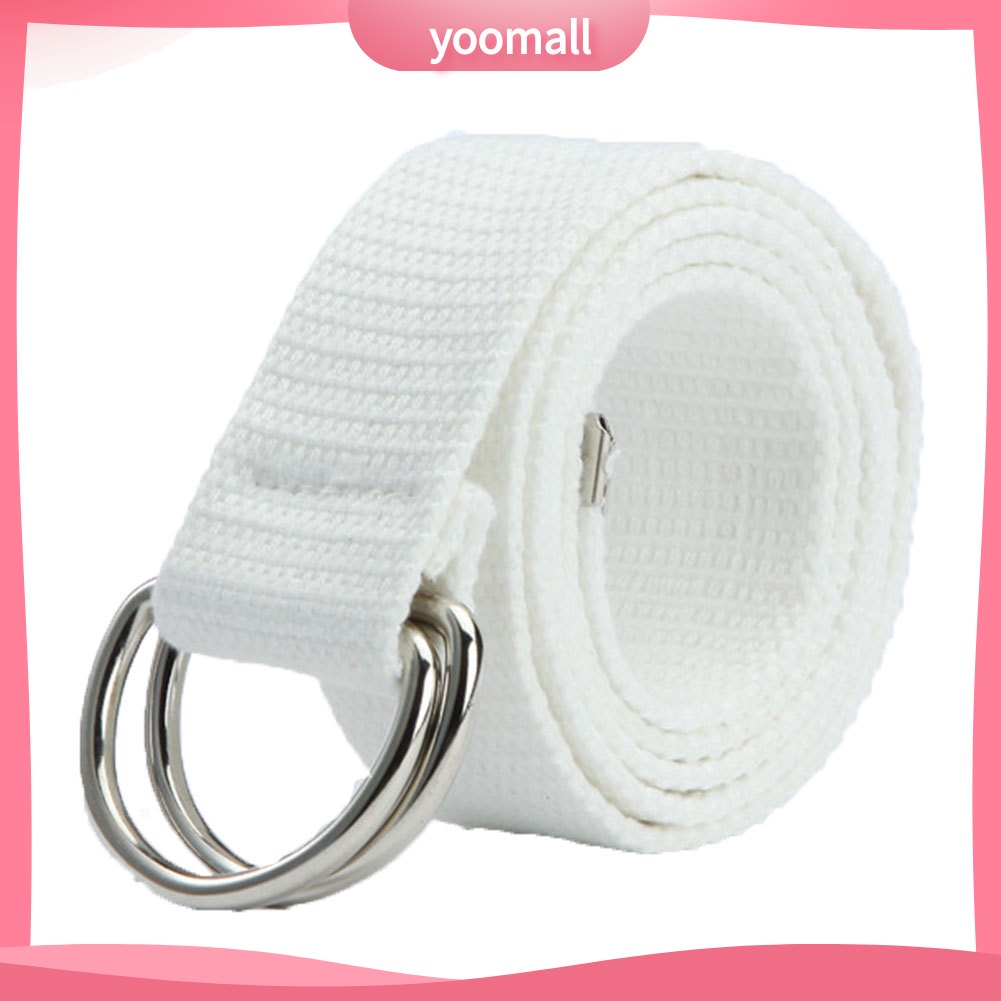 Dây Thắt Lưng Vải Canvas Hai Khóa Kim Loại Thời Trang Dành Cho Nam Nữ