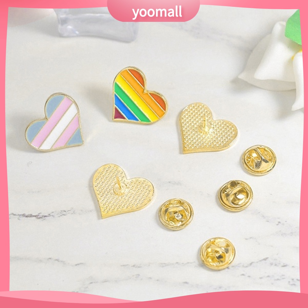 Ghim Cài Áo Hình Trái Tim Màu Cầu Vồng Dễ Thương