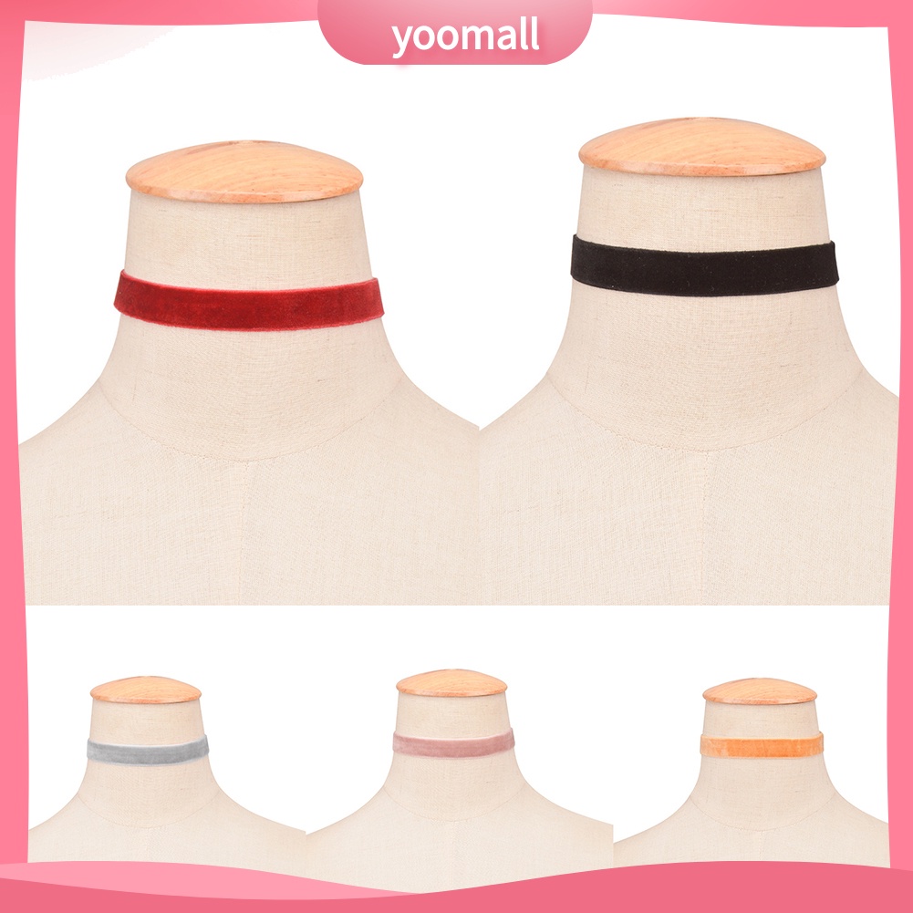 Vòng Cổ Choker Dây Nhung Mềm Màu Trơn Phong Cách Gothic Cho Nữ