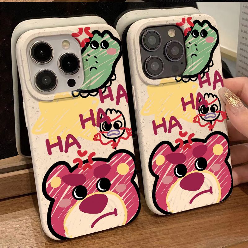 Ốp Điện Thoại Dẻo Họa Tiết Gấu &amp; Dâu Tây Dễ Thương Chống Sốc Cho iPhone12 8 11 1314promax 7 Z7F9