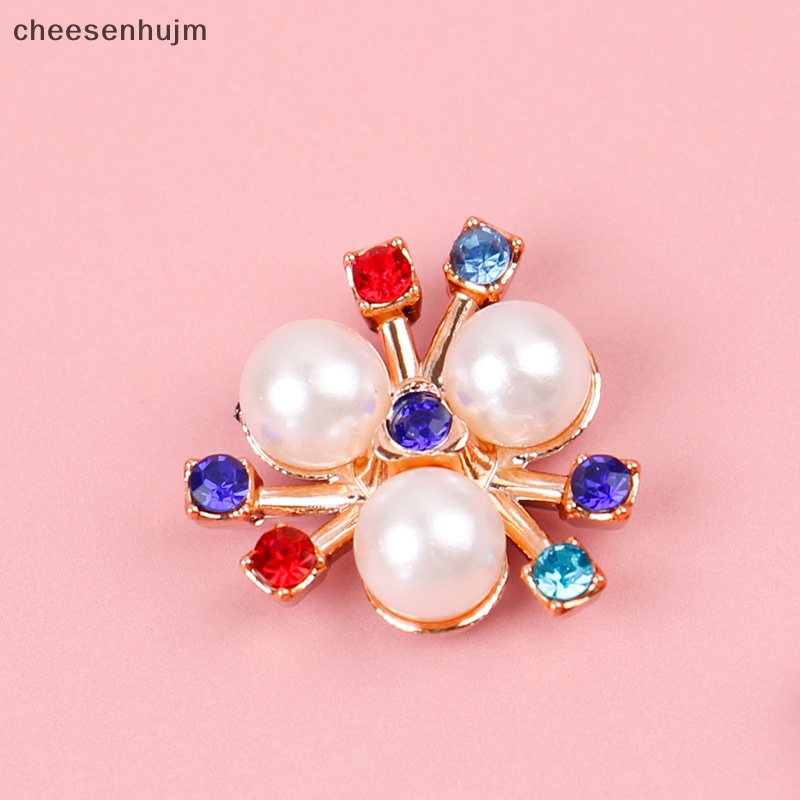 Set 10 Kẹp Tóc Hình Hoa Đính Đá / Ngọc Trai Giả Lấp Lánh Thời Trang DIY