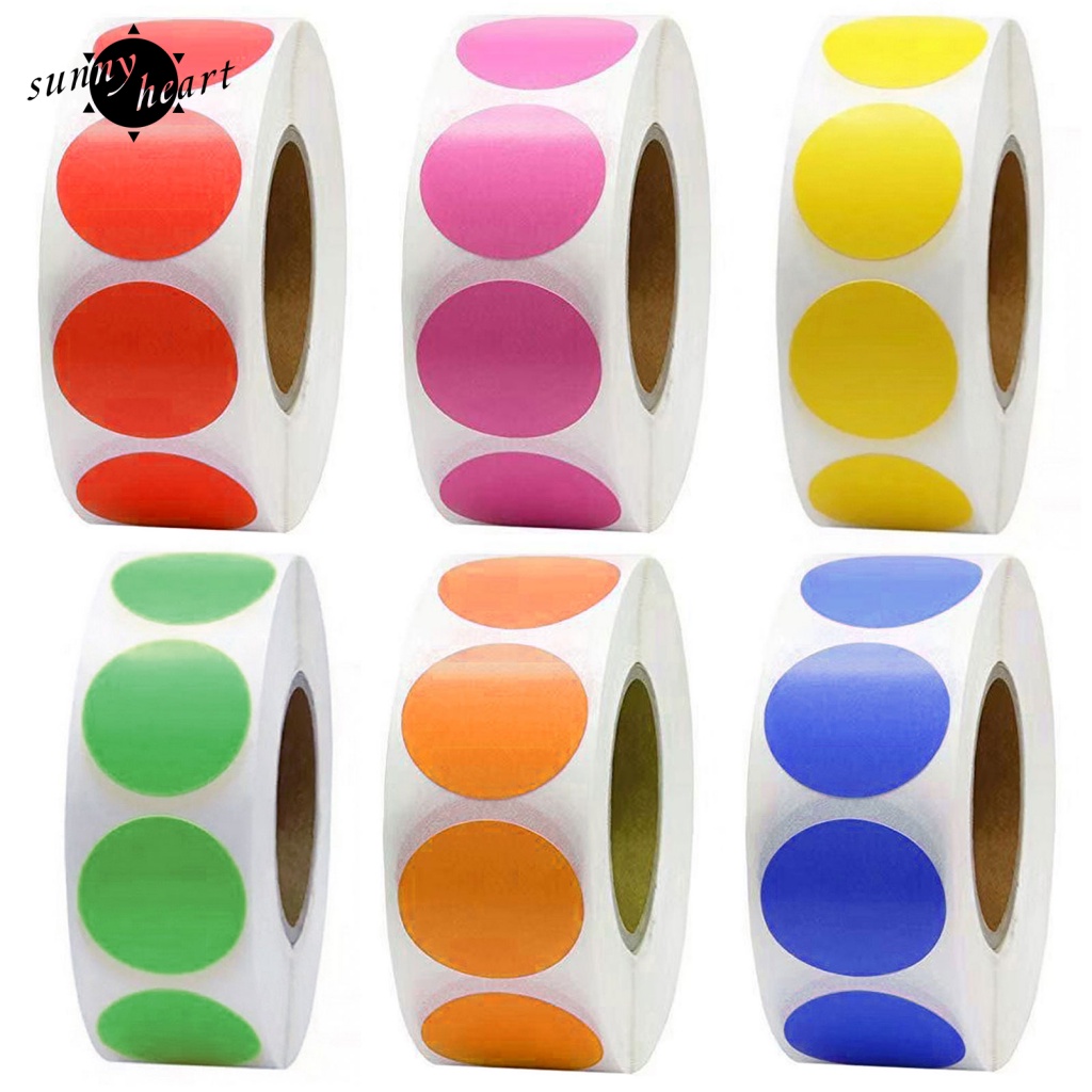 Sunnyheart 6 Cuộn 6 Cuộn Nhãn Dán Hình Tròn Nhỏ Nhiều Màu Sắc Khác Nhau Mỗi Cuộn Là 500 Chấm Dán Tổng Cộng 3000 Miếng Dán Để Gặp Cần Chấm Tròn Đầy Màu Sắc Sặc Sỡ