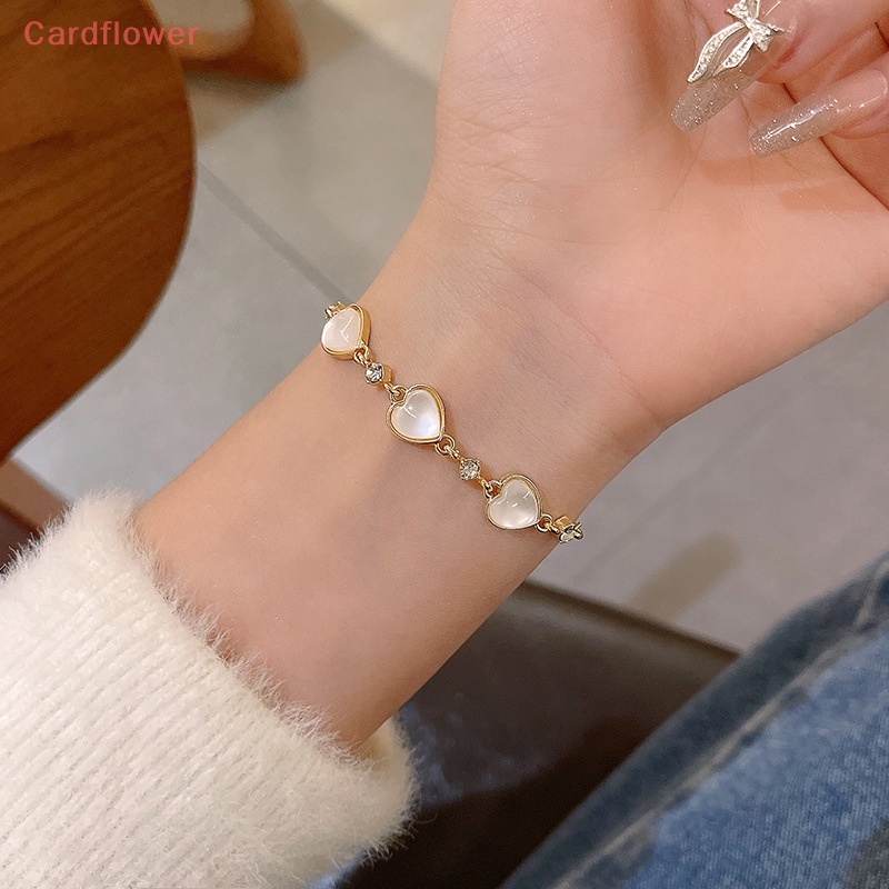 Vòng Tay Đính Đá Hình Trái Tim Lấp Lánh Phong Cách Hàn Quốc Cho Nữ Mới