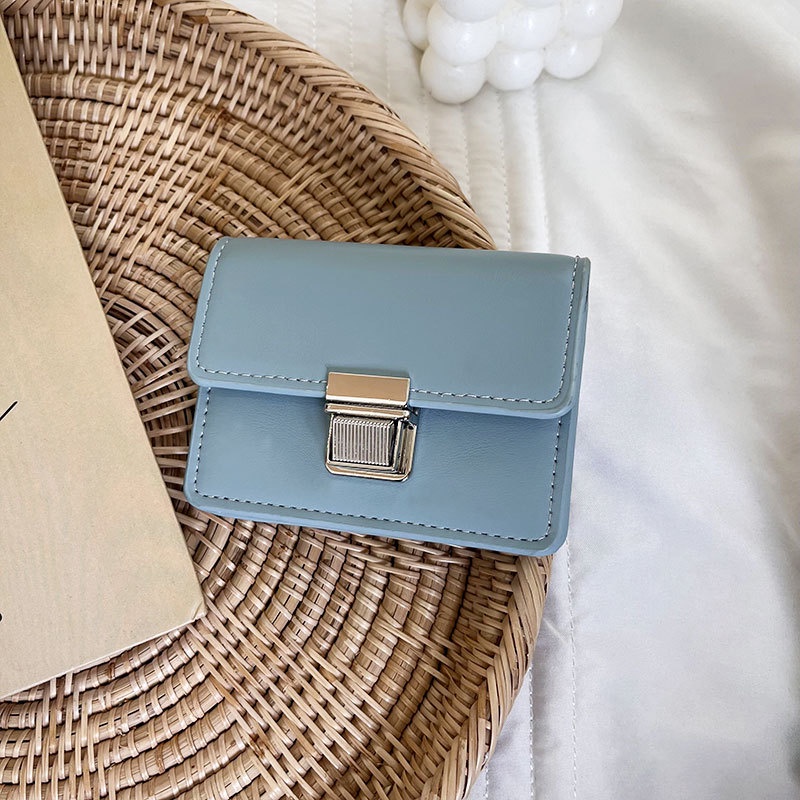 Ví Đựng Thẻ Mini Khóa Kim Loại Đơn Giản Phong Cách Hàn Quốc