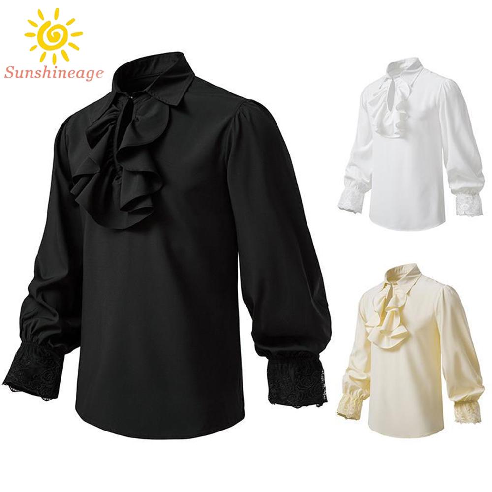 Áo Sơ Mi Thắt Dây Phong Cách Victorian Thoải Mái Cho Nam