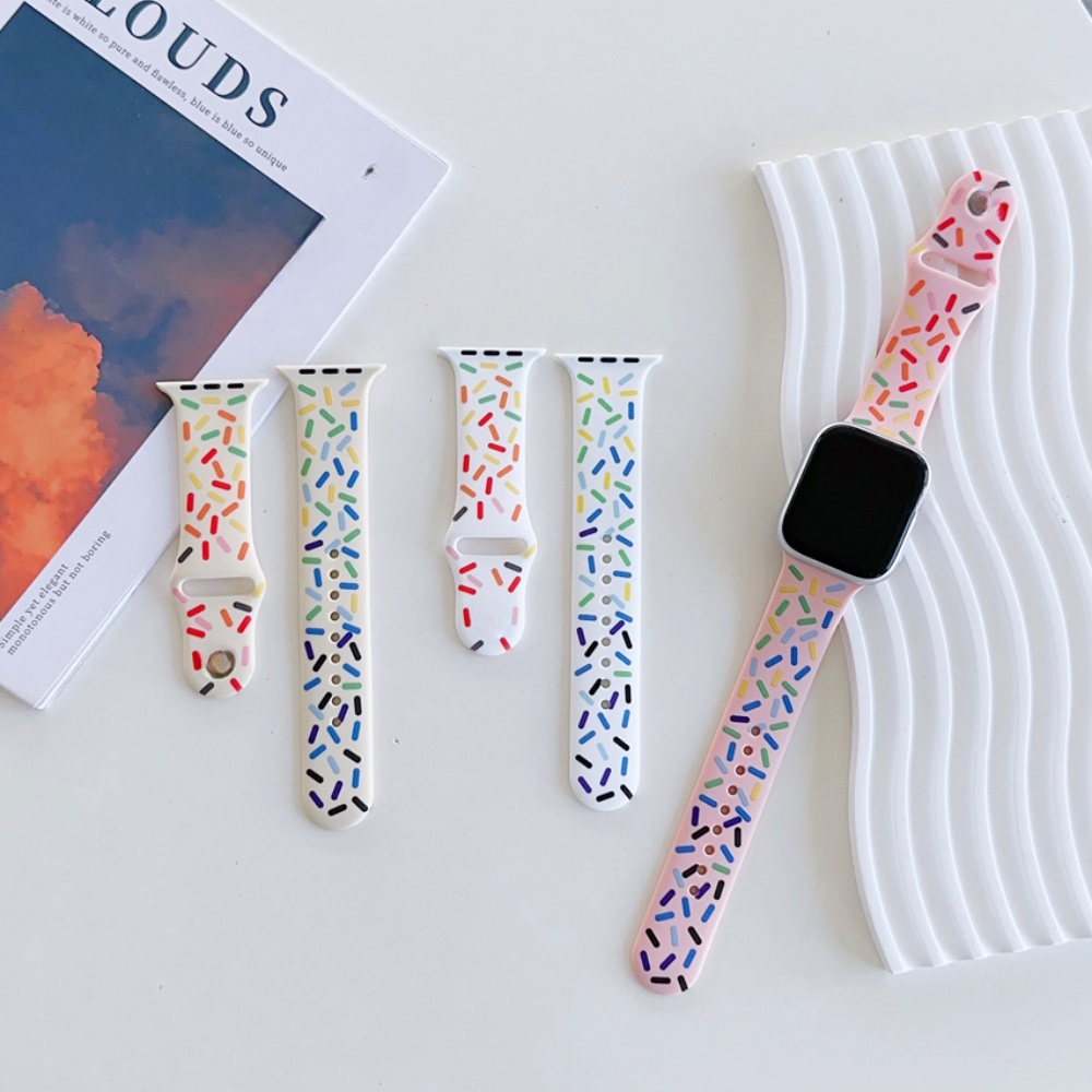 Dây Đeo Đồng Hồ Bằng Silicone Màu Cầu Vồng 49mm Cho iwatch Series 8 se2 7 6 se 5 4 3 45mm 41mm 44mm 40mm 42mm 38mm