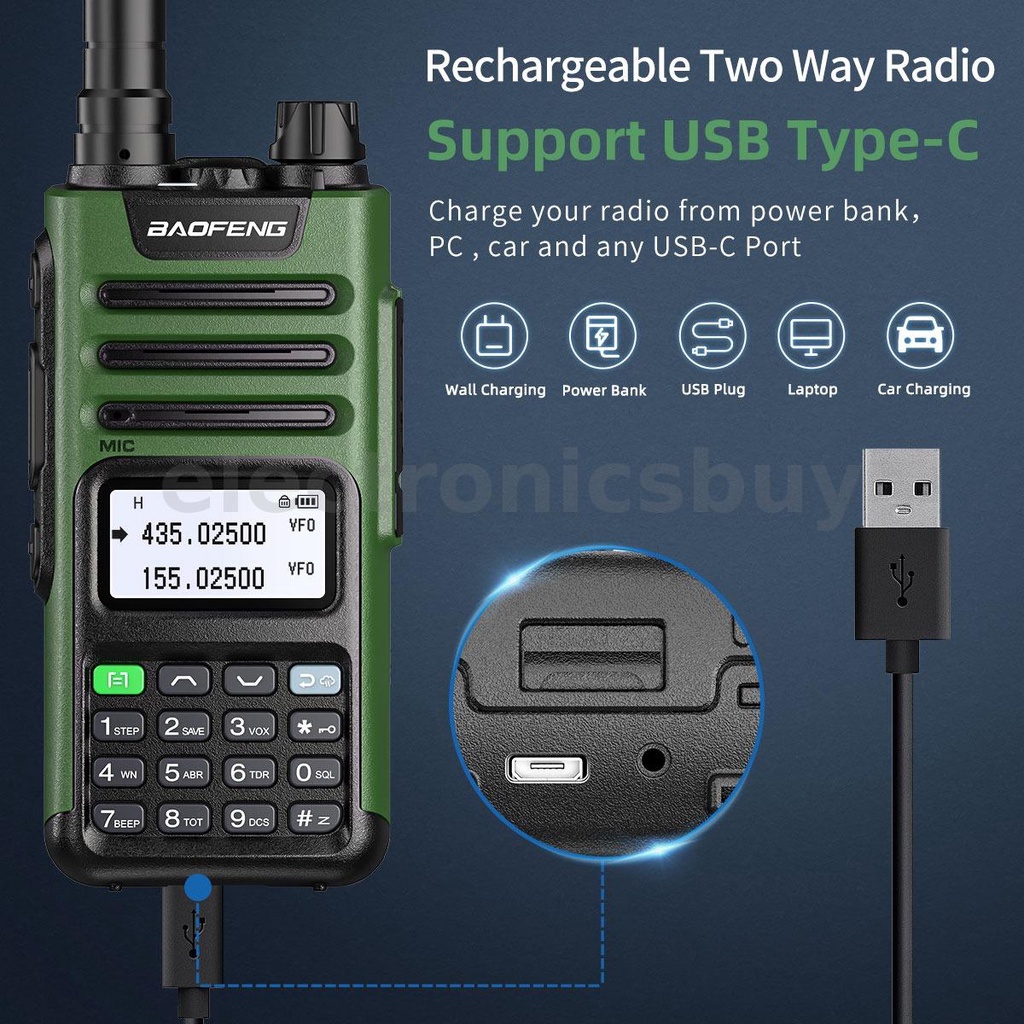 Bộ Đàm Băng Tần Kép Mạnh Mẽ Loại C BaoFeng UV-13 Pro V1 10W Phạm Vi 16KM UV13 Pro