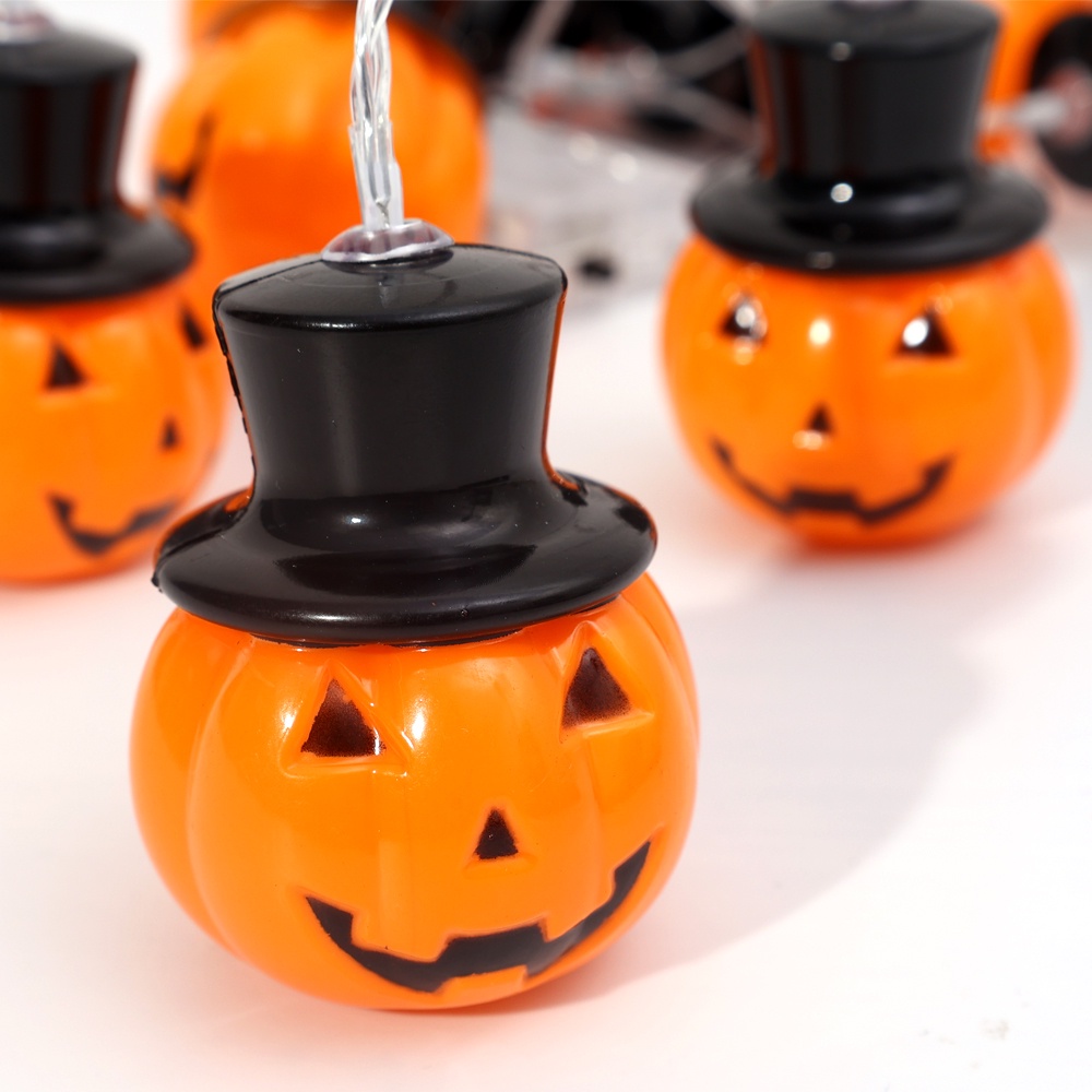 Dây Đèn LED 1.5M 10 Bóng Hình Bí Ngô Đội Nón Halloween Dễ Thương Trang Trí Nhà Cửa