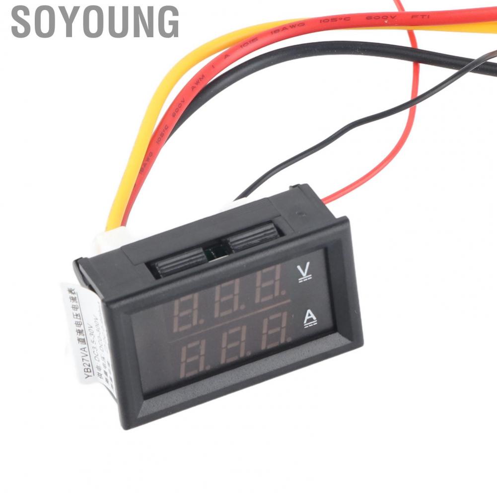 Soyoung Digital Voltage Ammeter Volt Amp Meter DC 0‑300V Range Dual Display  Interference for Vehicle