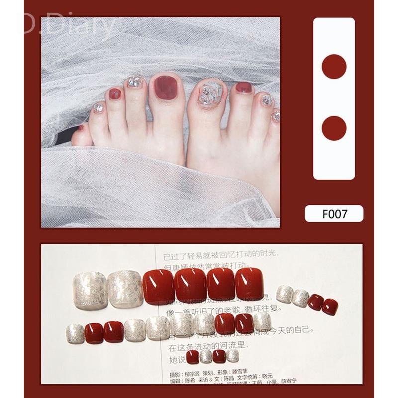 Móng Chân Giả Màu Vàng / Bạc Lấp Lánh Sang Trọng Có Thể Tái Sử Dụng