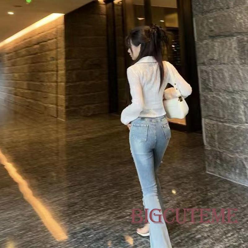 Áo Sơ Mi Tay Dài Cổ Bẻ Có Dây Rút Thời Trang Dành Cho Nữ