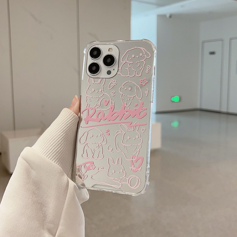 Ốp Điện Thoại Họa Tiết Hoạt Hình Chú Thỏ doodle Cho iphone 7 8 plus x xr xs 11 12 13 14 15 mini pro max se 2020