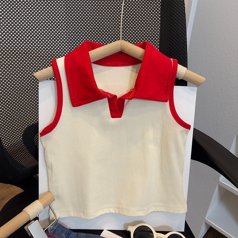 Áo Sát Nách Cổ Polo Thời Trang Mùa Hè Cho Bé Gái