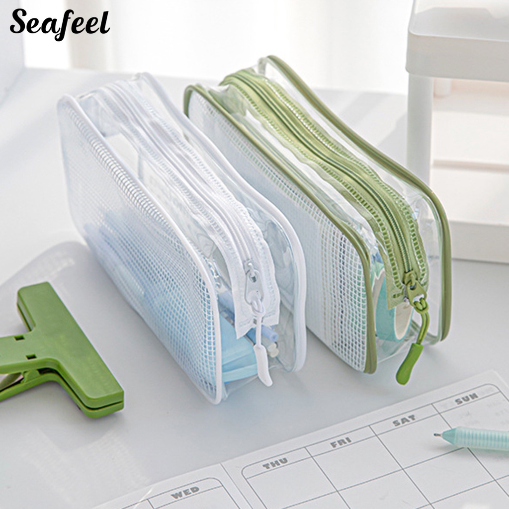 Túi Đựng Bút Trong Suốt Sức Chứa Lớn Có Khóa Kéo Đa Năng