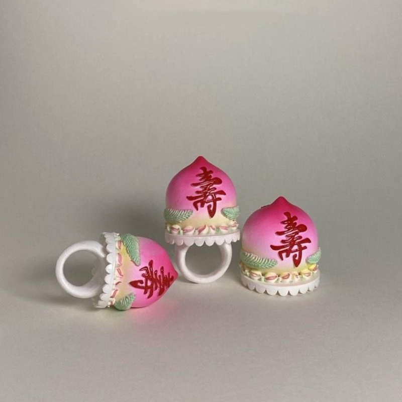 Nhẫn Thời Trang Hình Bánh Đào Màu Kẹo Ngọt Dành Cho Nữ