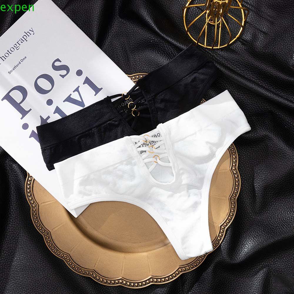 EXPEN Quần Lót Dây Lưng Vừa Màu Sắc Trơn Thiết Kế Rỗng Thoáng Khí Thời Trang Cho Nữ