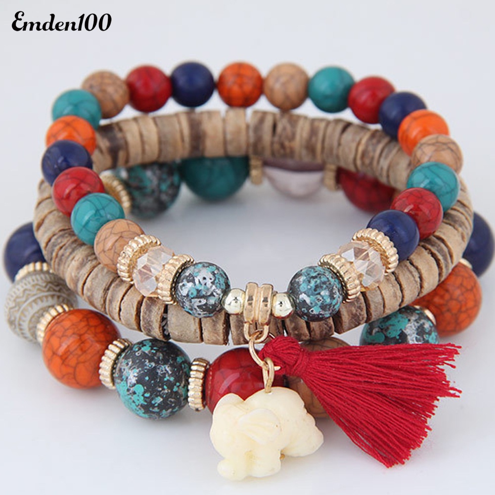 Bộ 3 Vòng Tay Chuỗi Hạt Phong Cách Bohemian Thời Trang