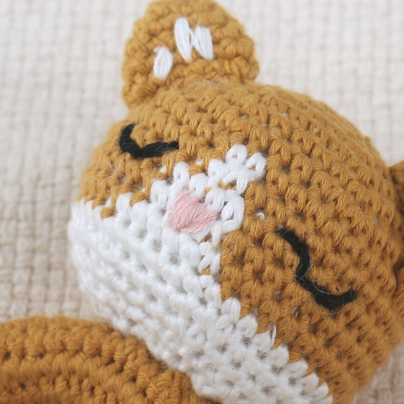 Đồ Chơi Lục Lạc Hình Động Vật Bằng Gỗ Đan Móc Giáo Dục Sớm Cho Bé 0-3 Tháng Tuổi