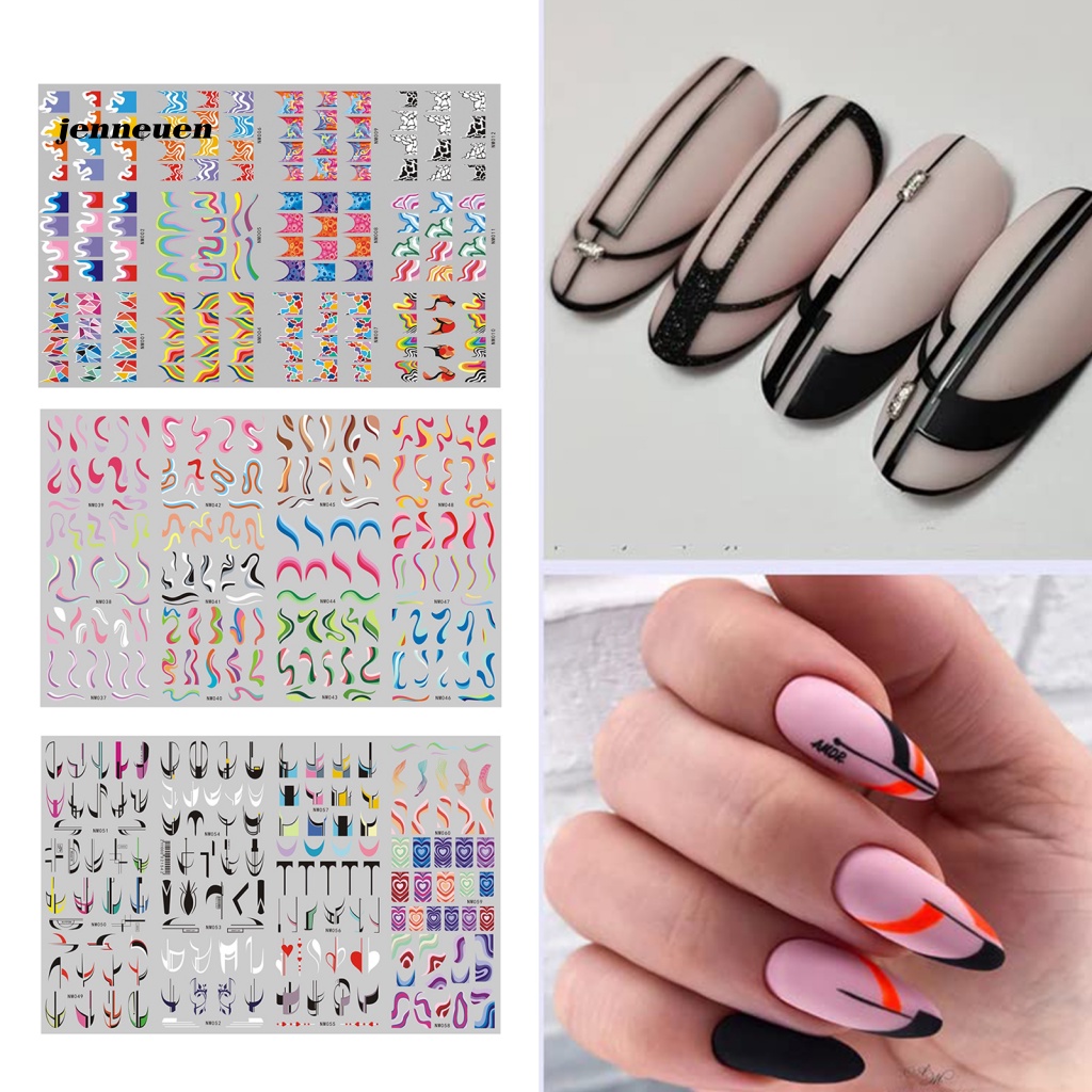 Set 3 Miếng Dán Trang Trí Móng Tay Họa Tiết Hình Học DIY