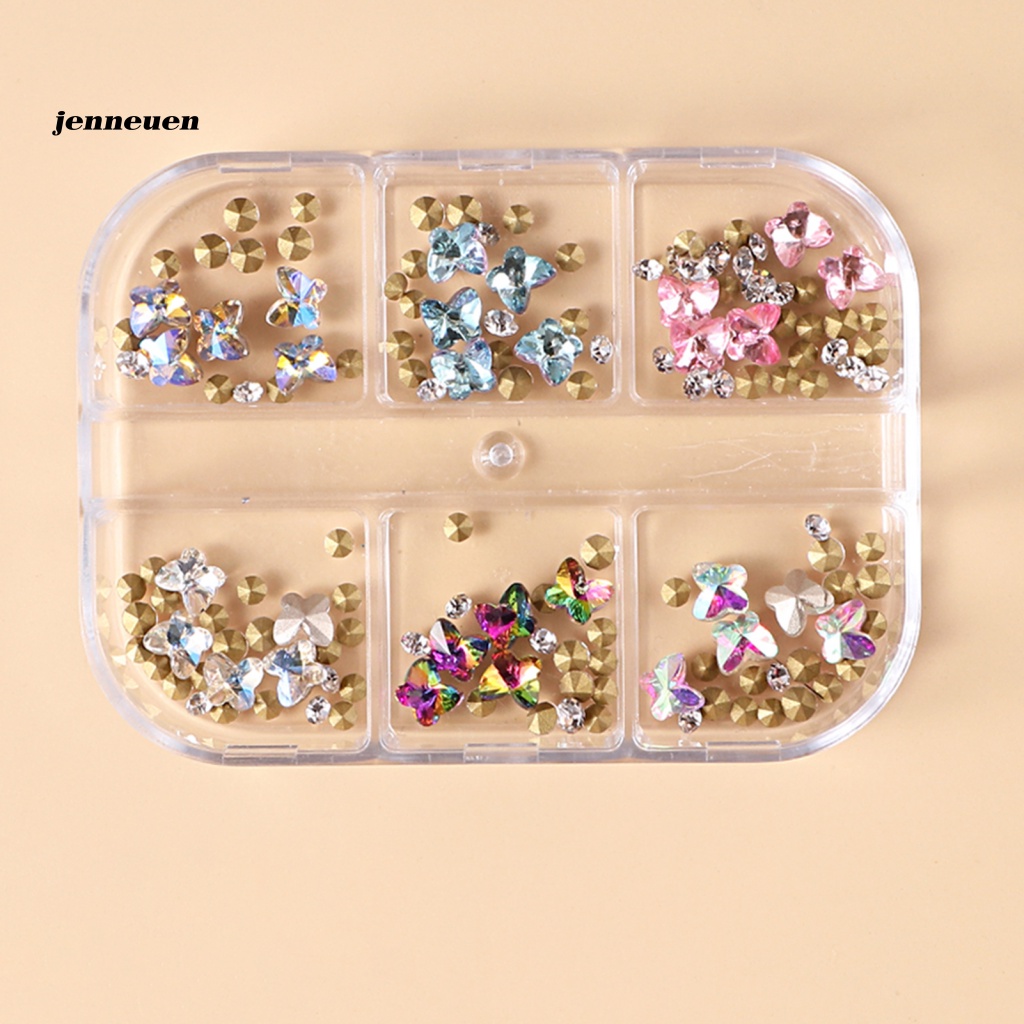 1 Hộp Phụ Kiện Trang Trí Móng Tay Hình Bướm 3D Nhiều Phong Cách Khác Nhau