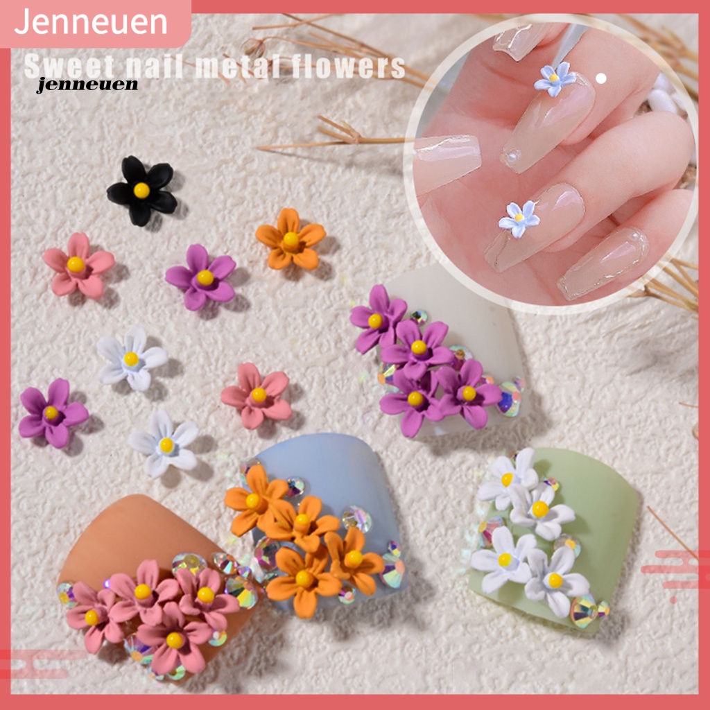 Bộ 5 Phụ Kiện Trang Trí Móng Tay Hình Hoa 3D Bằng Hợp Kim Dành Cho Nữ