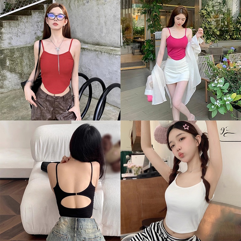 Áo Croptop Sát Nách Có Mút Đệm Thời Trang Mùa Hè Phong Cách Hàn Quốc Cho Nữ