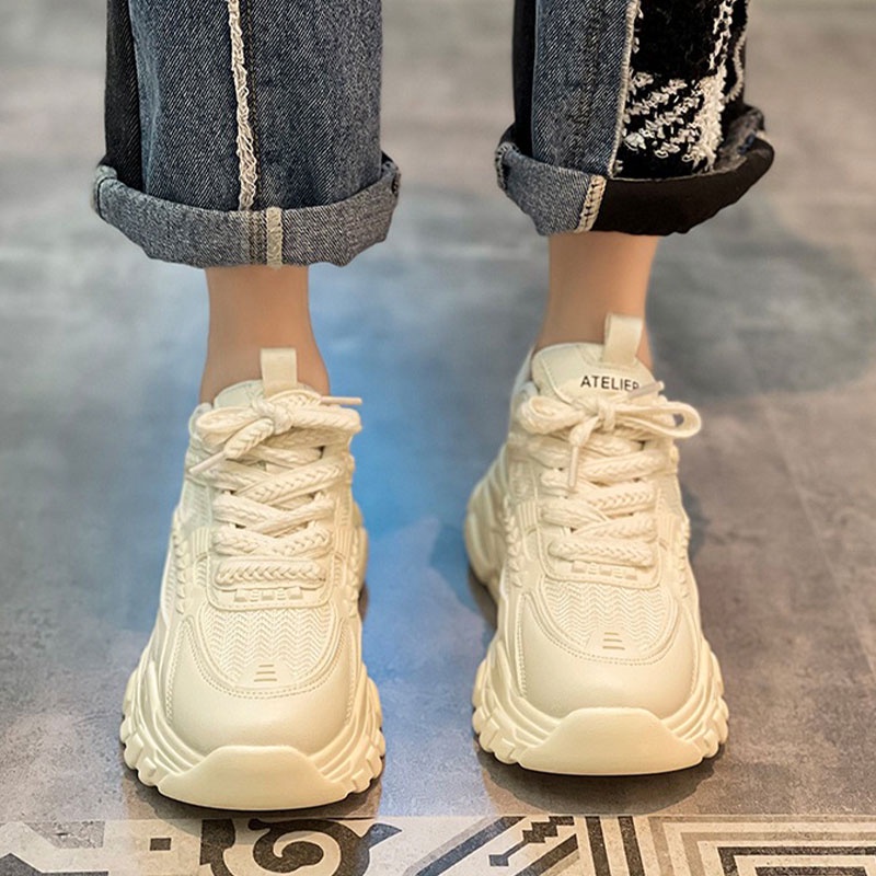 GUDETU❤Giày Thể Thao Trắng Đế Dày Thời Trang Cho Nữ