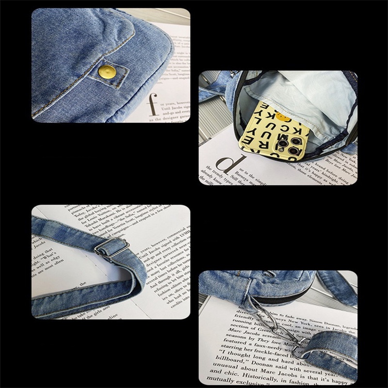 Túi Đeo Chéo Vai Đựng Điện Thoại Bằng Vải Jean Thời Trang Mùa Hè Dành Cho Nữ