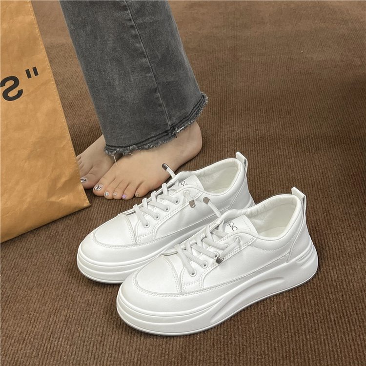 Giày Thể Thao Đế Dày Bằng Cao Su PU Mũi Tròn Đan Dây Chéo Thời Trang