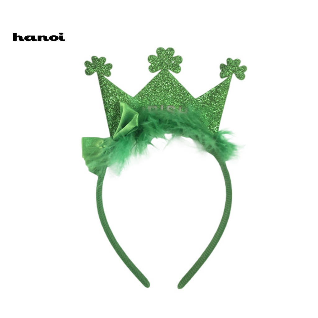 Băng Đô Hình Vương Miện Đính Kim Sa Lấp Lánh Màu Xanh Lá Dùng Hóa Trang