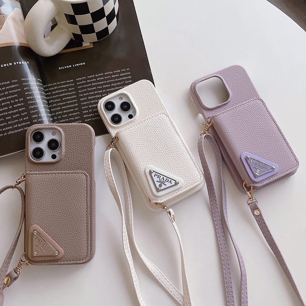 Bao Da Điện Thoại Dạng Ví Nắp Lật Có Ngăn Đựng Thẻ Và Dây Đeo Chéo Thời Trang Cho IPhone 14 Pro Max 13 Pro Max 11 12 Pro Max