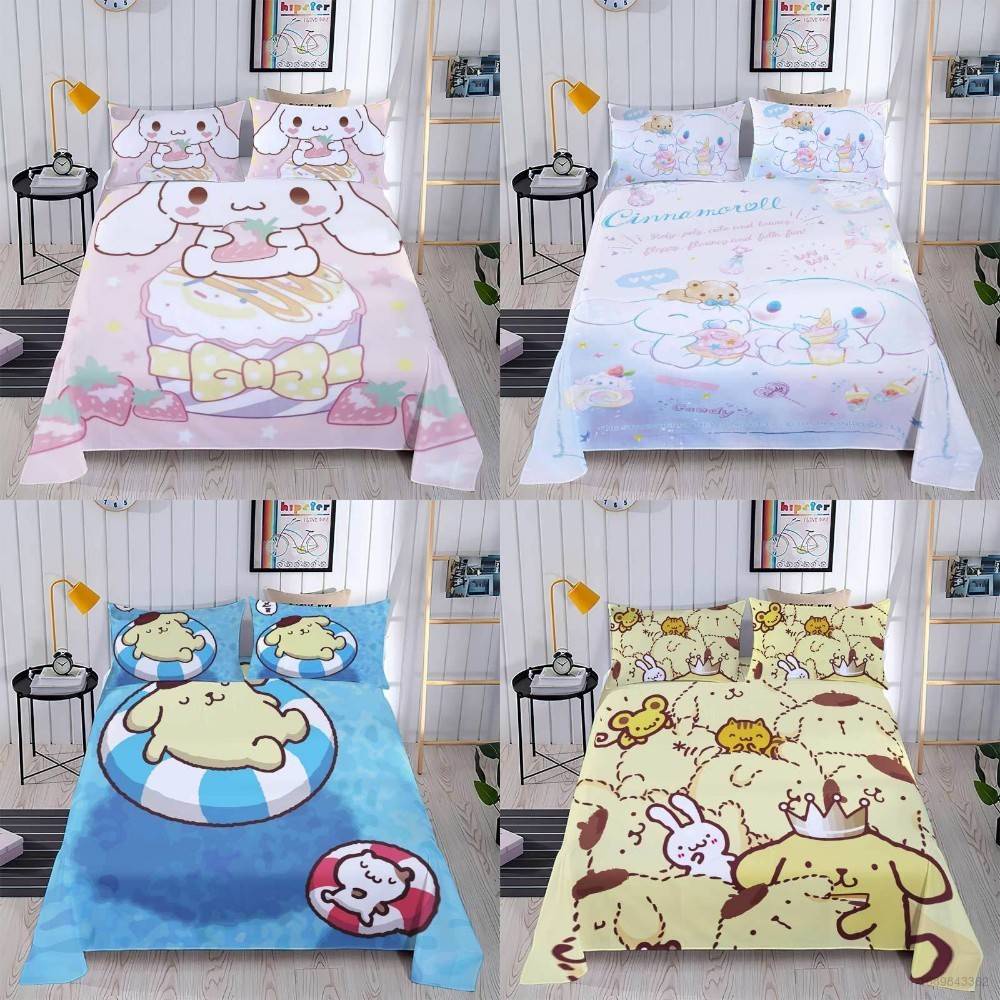 SANRIO Bộ Chăn Ga Và Vỏ Gối 3 Trong 1 In Hình Cinnamoroll Dễ Thương
