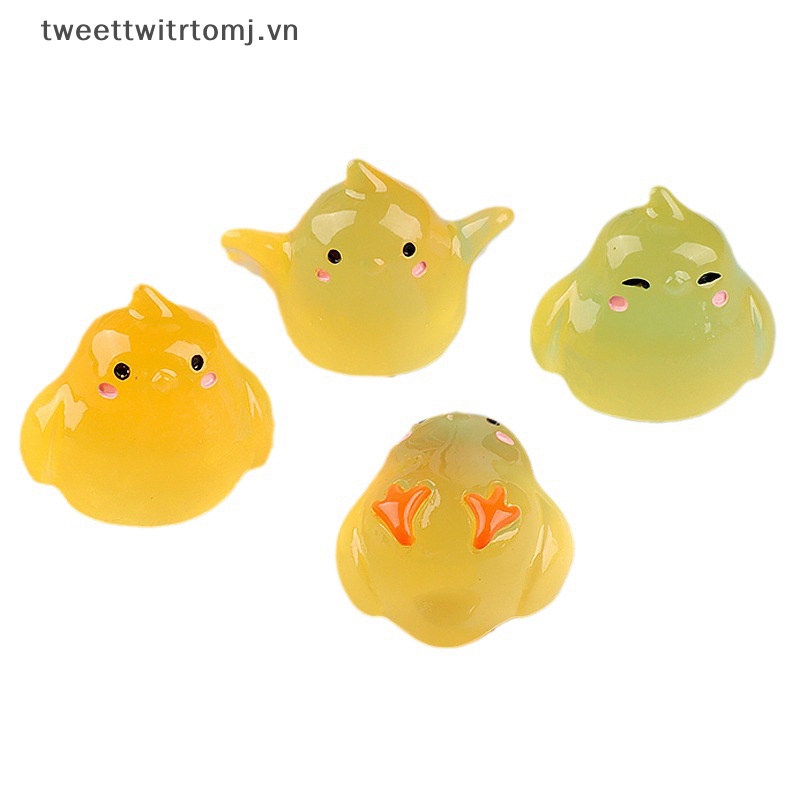 Set 2 Băng Đô Cài Tóc Hình Gà Con 3D Bằng Nhựa Resin Màu Dạ Quang Dễ Thương Trang Trí Tiểu Cảnh DIY