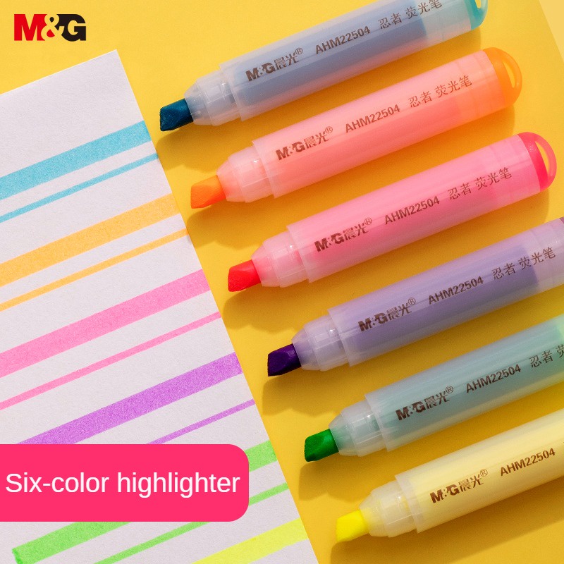 Hộp 6 bút dạ quang mini M&G 6 màu dễ thương