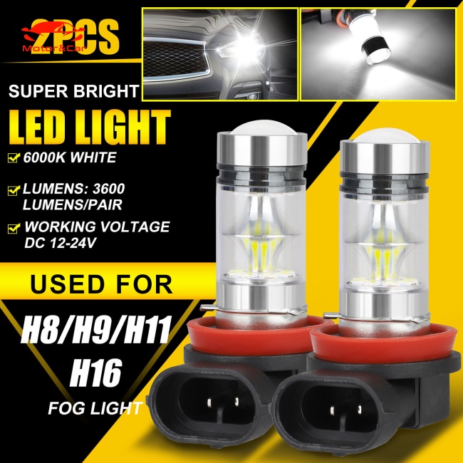 Set 2 Bóng Đèn Led H8 H11 H16 Góc Chiếu Sáng 360 Độ 200w 6000k Chống Thấm Nước Dành Cho Ô Tô