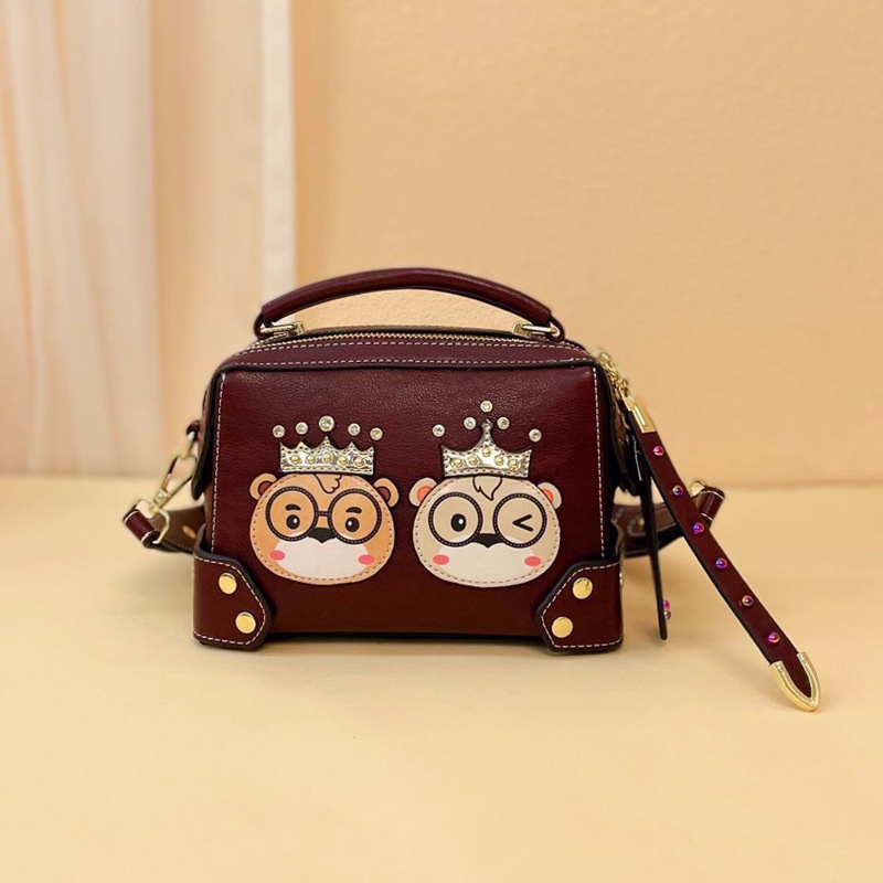 Túi Đeo Vai Boston Chính Hãng Họa Tiết Gấu Hoạt Hình Phong Cách Pháp Thời Trang Cho Nữ