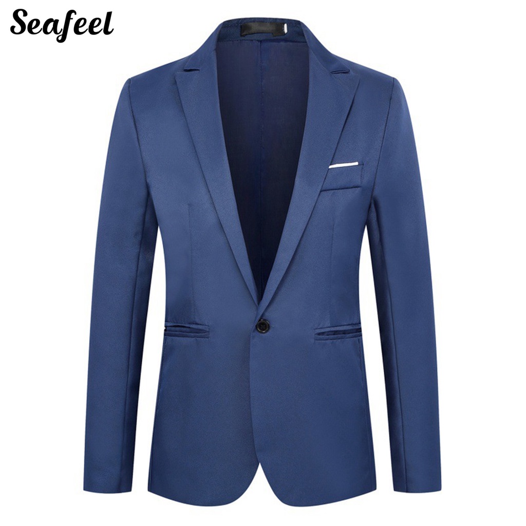 Áo Khoác Blazer Một Túi Màu Trơn Thời Trang Công Sở Cho Nam
