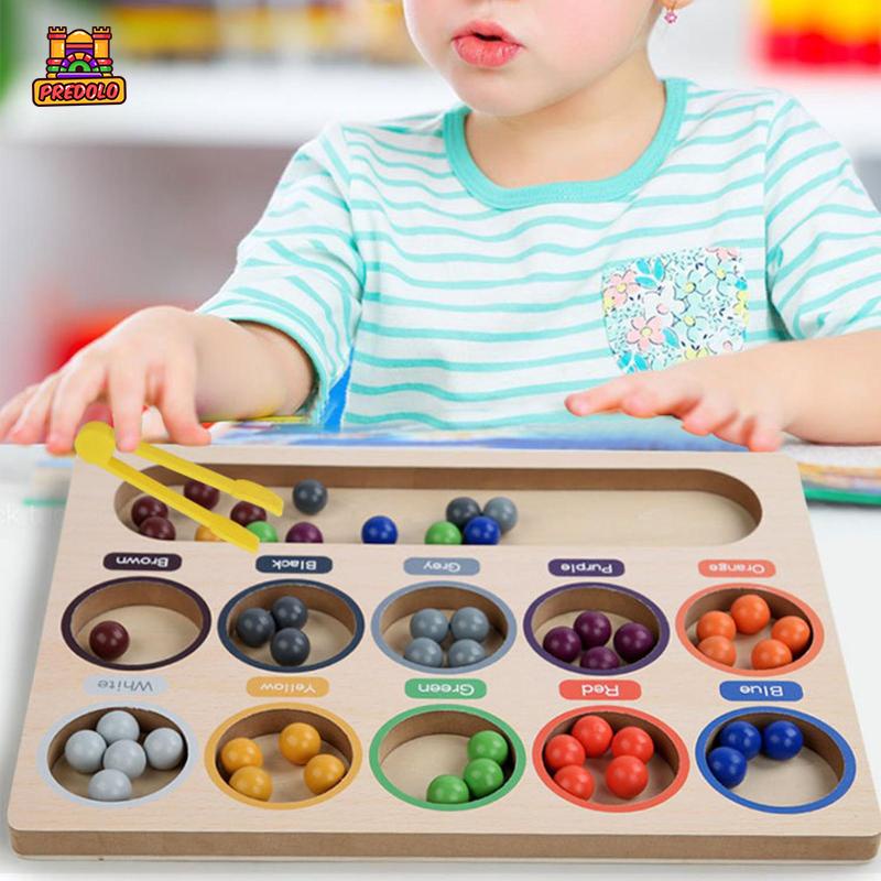 Predolo Đồ chơi trẻ em Hạt Gỗ Màu Cầu Vồng Cho Bé