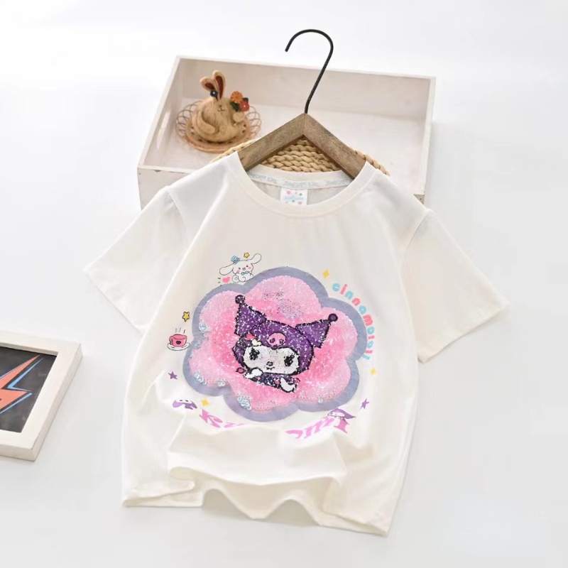Áo Thun Cotton In Hoạt Hình Kuromi Thời Trang Hè Đáng Yêu Dành Cho Bé Gái 2023
