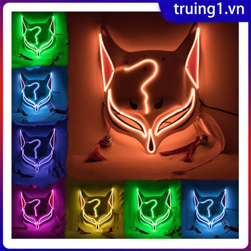9 Loại Đèn LED Dạ Quang Cosplay Anime Mặt Nạ Đèn Neon Lên Cáo Mặt Nạ Halloween Mặt Nạ Carnival Đảng Mặt Nạ Led Truing1
